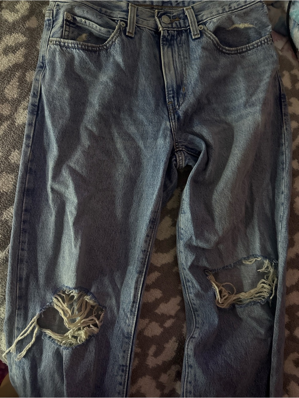 Levi's Women's Straight Leg Distressed Blue Jeans